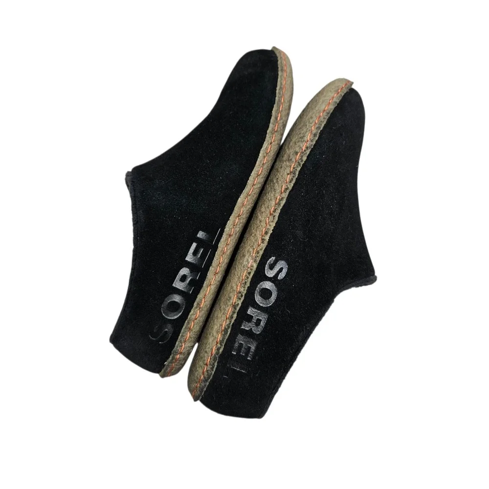 Sorel Lanner‎ Ridge Mules Black Suede Faux Fur Lined Clog Slippers kid's Size 4